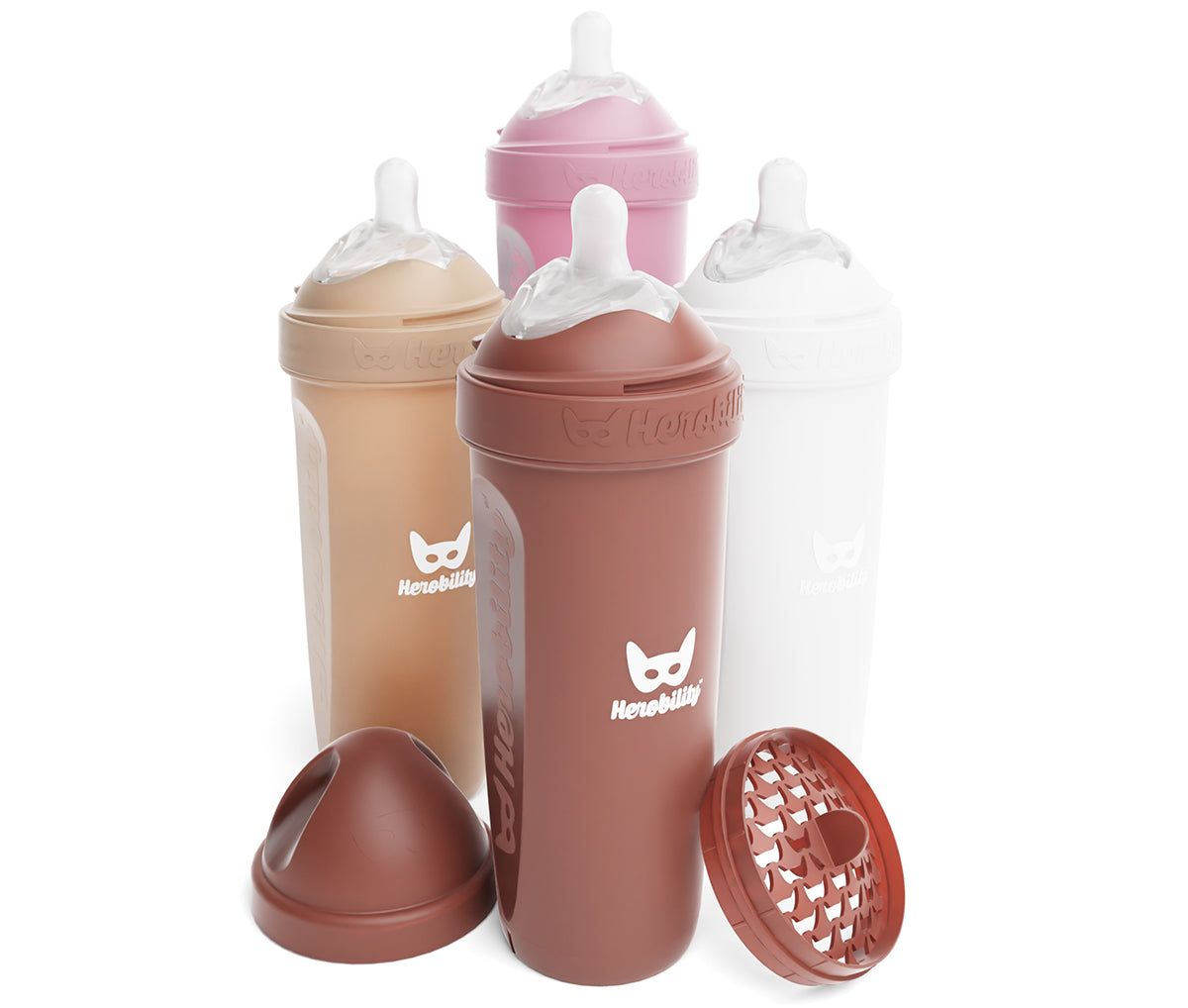 4-pack 340ml/12 floz Baby Bottles - Woodchuck, Sand, Pink and White