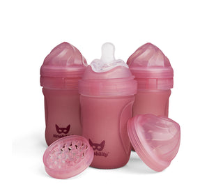 3-Pack Heat-Sensing Glass Baby Bottles 220 ml, Rose 