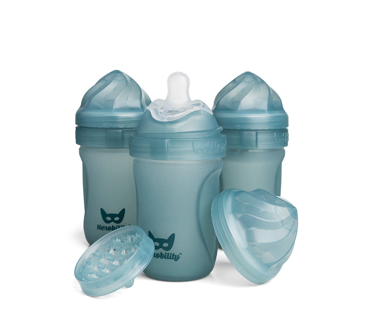 3-Pack Heat-Sensing Glass Baby Bottles 220 ml, Teal – Herobility