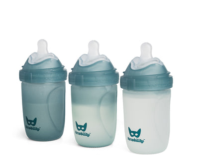 3-Pack Heat-Sensing Glass Baby Bottles 220 ml, Teal