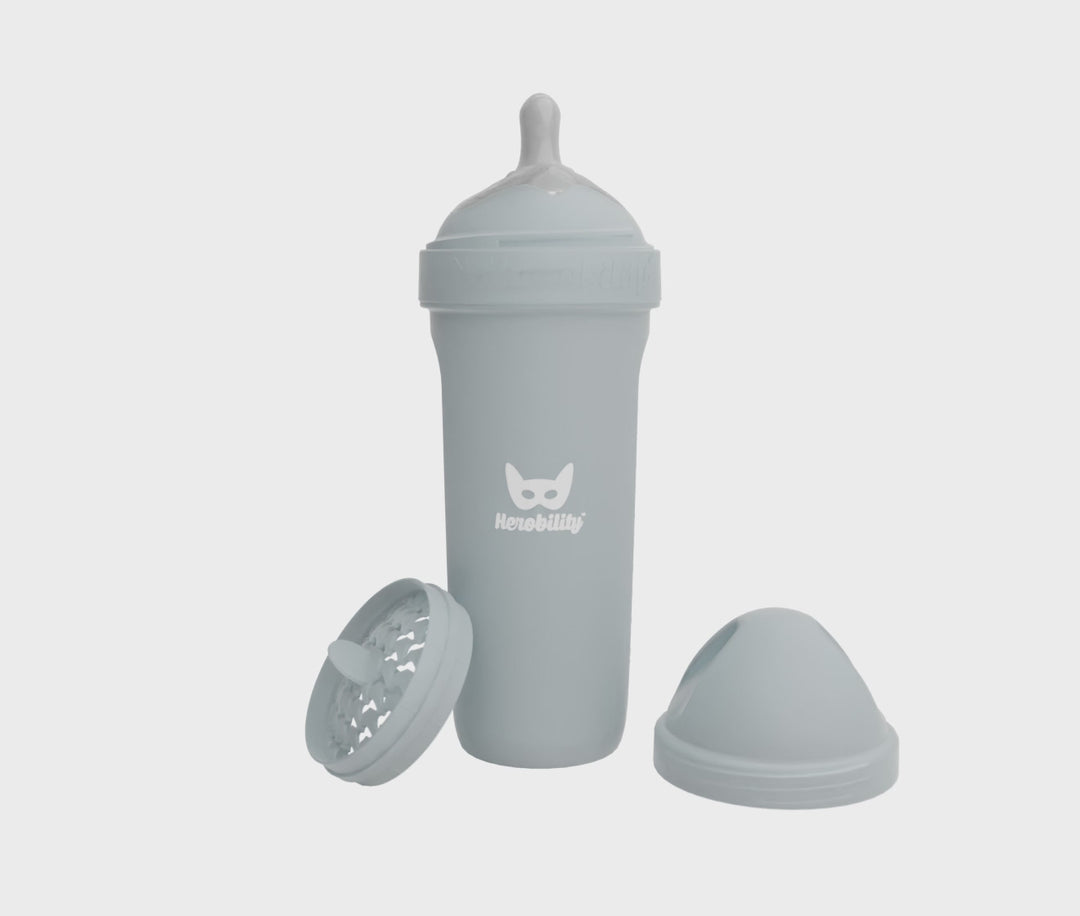 Double Anti-Colic Baby Bottle LT 340 ml/12 floz Gray – Herobility