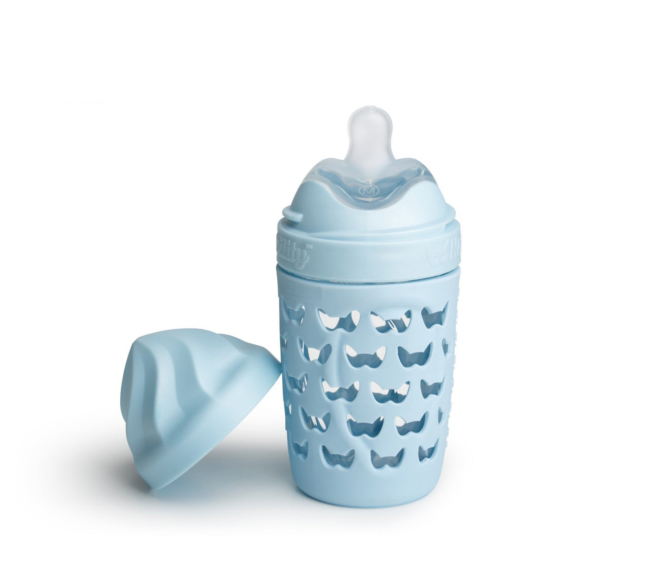 Eco Baby Bottle glass 220 ml/7.5 floz Blue