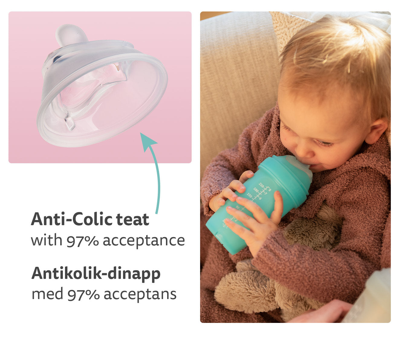 Double Anti-Colic Baby Bottle LT 140 ml/5 floz Pink