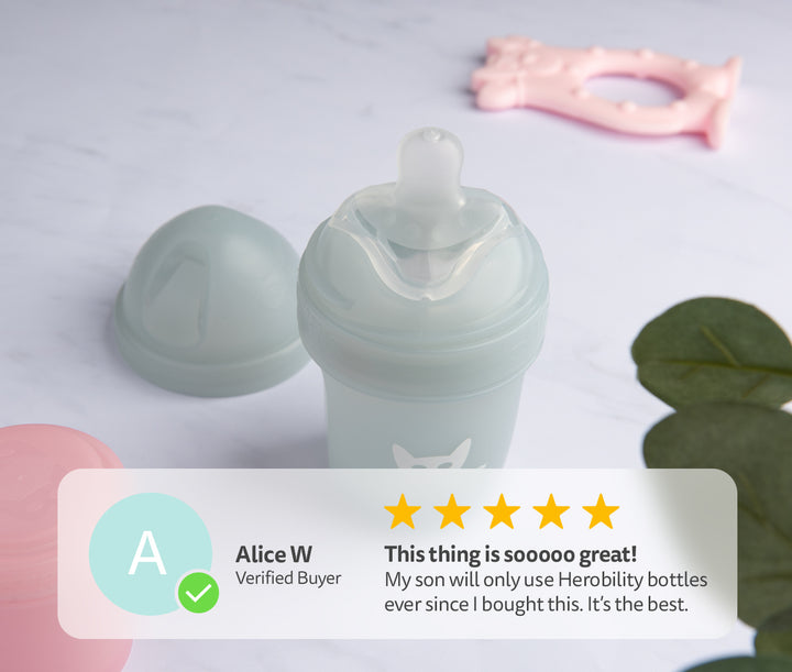 Double Anti-Colic Baby Bottle LT 140 ml/5 floz Gray – Herobility